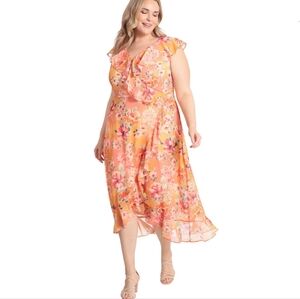 London Times Faux Wrap Hi Low Floral Sz 22 Unworn Condition Happy Flowy EUC